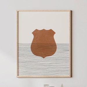 Boho Police Badge Print - Police Badge Wall Art / Decor, Minimalist Poster, Police Badge Illustration, Gift Idea