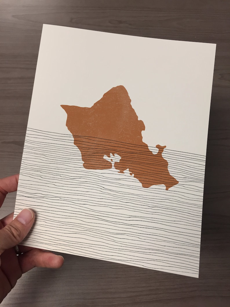 Oahu Art Print Boho Oahu Hawaii Wall Art and Decor Travel Etsy