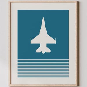 Art F-16 - impression avion de chasse, affiche F-16 couleur rétro, décoration murale faucon F-16, art mural avion de chasse