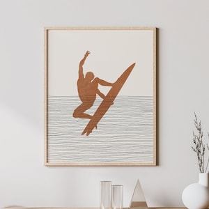 Boho Surfer Print - Surfer Wall Art / Decor, Minimalist Poster, Surfing Illustration, Surf Print