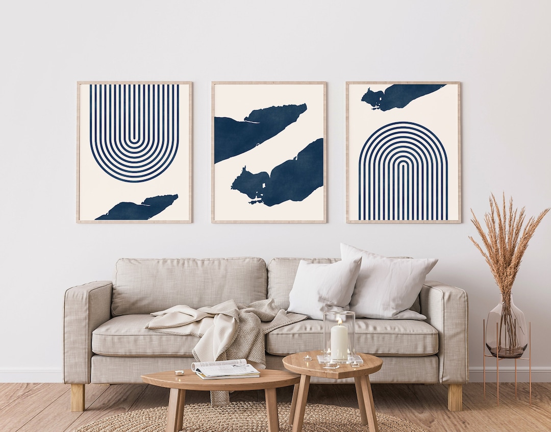 Lake Erie Mid Century Modern Wall Art Minimalist Lake Erie Wall Art and