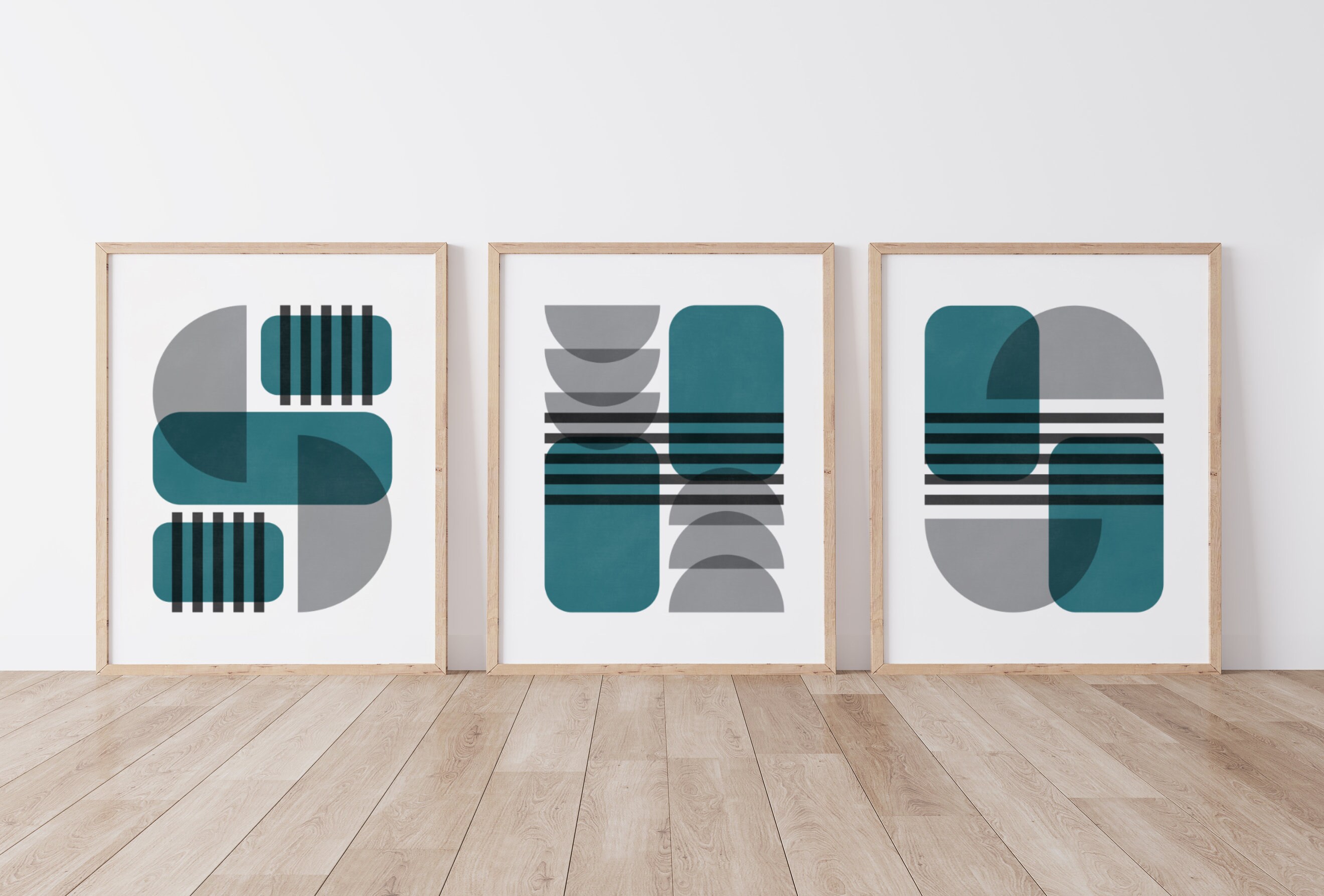 Minimalist Abstract Wall Art - Mid Century Modern Wall Decor, Set of 3 ...
