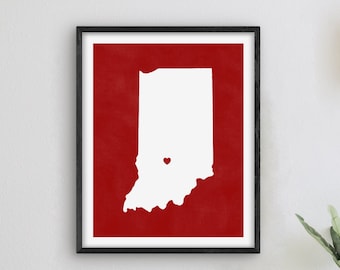 Bloomington Indiana Art - décoration sur le thème de l'université, idée cadeau pour les anciens élèves, art de l'Indiana, carte Bloomington