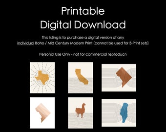 Digital Download - Purchase a Printable file for any of our Mid Century / Boho Designs