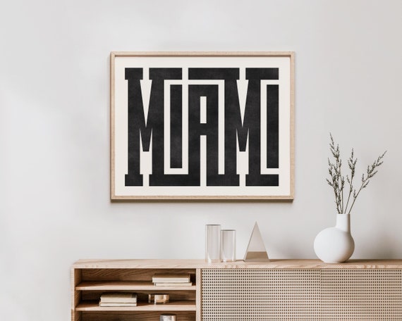 Miami Art - Miami Typography Design, Miami Florida Wall Art / Poster, Miami Florida Print, Minimalist Wall Decor