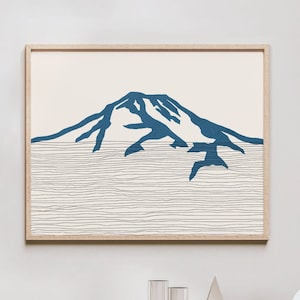 South Sister Mountain Art Print - Cascade, Oregon - South Sister Mountain Outline / Silhouette - Wall Art, Travel Poster
