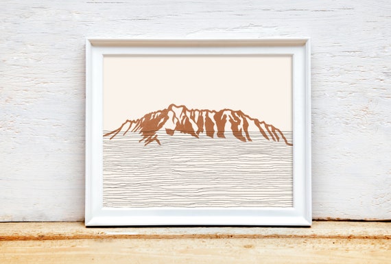 Ko'olau Mountains Art Print - Oahu, Hawaii - Kualoa Ranch Outline