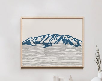 Mount Timpanogos Art Print - Wasatch Mountain Range, Utah - Mount Timpanogos Outline / Silhouette - Wall Art, Travel Poster