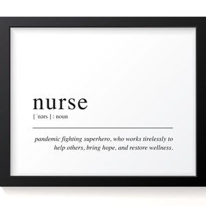 Frontline Worker Gift - Nurse Definition, healthcare hero art print gift, superhero thank you for hospital nurses and workers