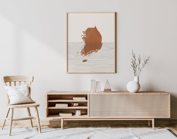 South Korea Print - Boho South Korea Wall Art and Decor, Country Travel Poster, South Korea Map Silhouette and Gift Idea