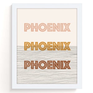 Phoenix Arizona - art mural bohème, impression d'art moderne du milieu du siècle, art mural minimaliste de Phoenix Arizona et décoration bohème