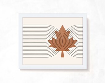 Maple Leaf-afdruk: modern esdoornbladontwerp uit het midden van de eeuw, esdoornbladposter muurkunst