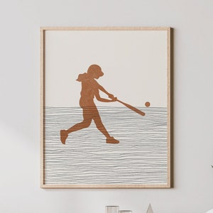 Boho Softball Player Print - Softball Player Wall Art / Decor, Minimalist Poster, Softball Illustration, Teammate Gift