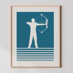 Archery Art - Retro Gradient Lines -  Girl Archer Print, Archery Wall Art, Bow and Arrow Decor / Archery Poster