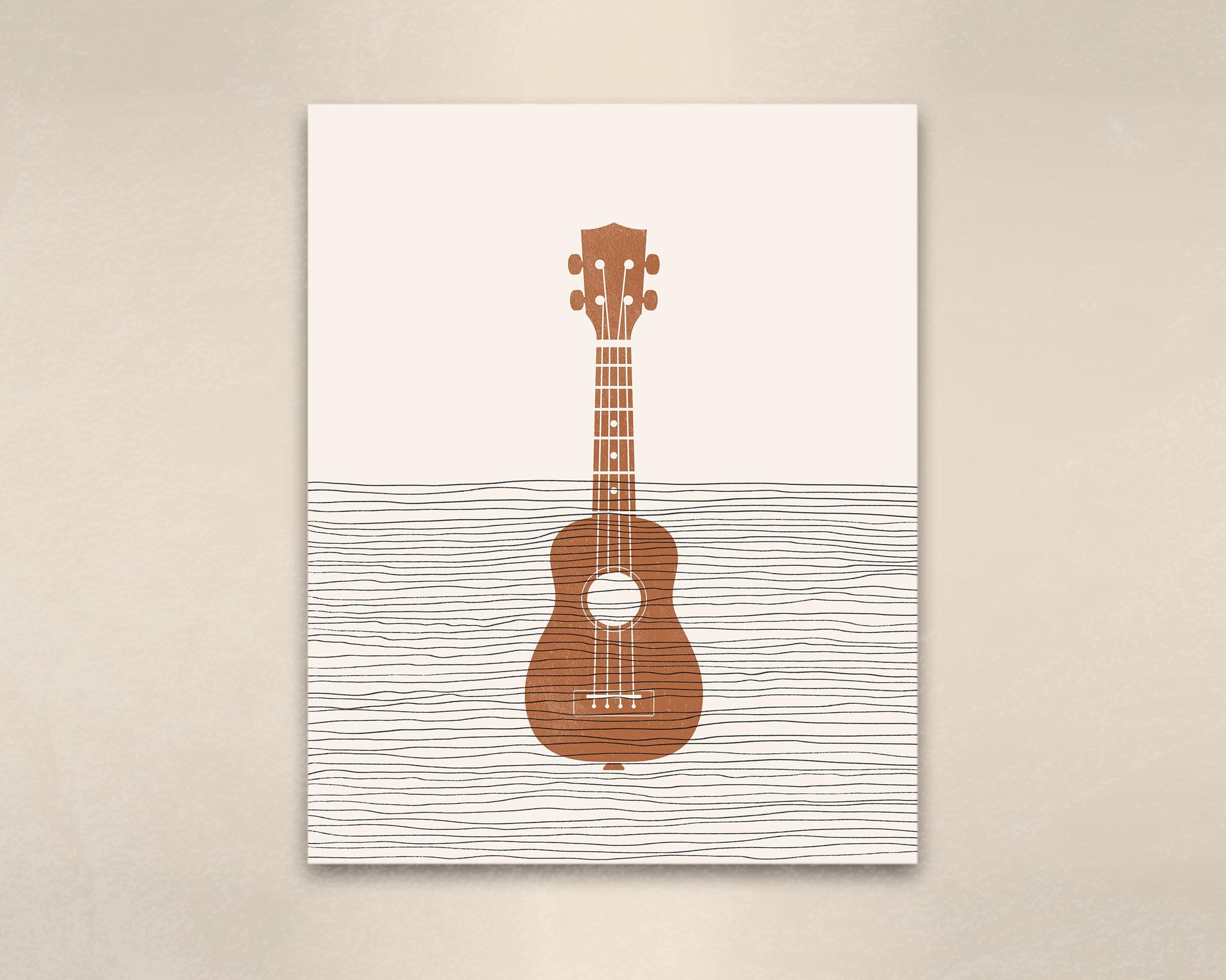Ukelele Art - Ukelele Player Gift - Boho Music Poster, Ukelele Print, Gift  for Ukelele Player, image size:2500x2000