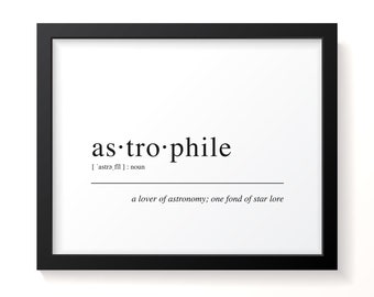Star Lover, Astrophile Definition Print - Dictionary Art and Design, Gift for Astronomer, Astronomy Art Print