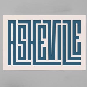 Asheville - City Wall Art - Asheville, North Carolina Typography Print - Custom City Prints, Minimalist Wall Art Print / Poster image 3