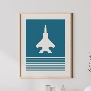 F-15 Art - Fighter Pilot Print, Retro Colored F-15 Poster, F15 Fighter Jet Wall Decor, Airplane Wall Art