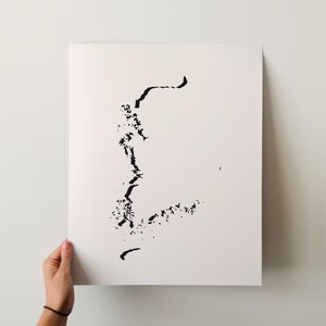 May include: A black and white abstract art print featuring a stylized image of a tree or plant. The print is on a white background.