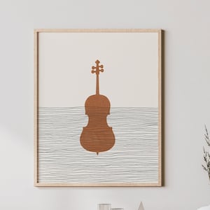 Boho Cello Print - Cello Wall Art / Decor, Minimalist Poster, Cello Illustration, Gift Idea, Music Print