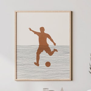 Boho Soccer Player Print - Soccer Player Wall Art / Decor, Minimalist Poster, Soccer Illustration, Teammate Gift