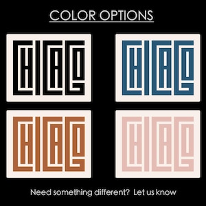 Puede incluir: Cuatro opciones de color diferentes para un dise&ntilde;o gr&aacute;fico de la palabra "CHICAGO" en un estilo geom&eacute;trico. Los colores son negro, azul, marr&oacute;n y rosa.