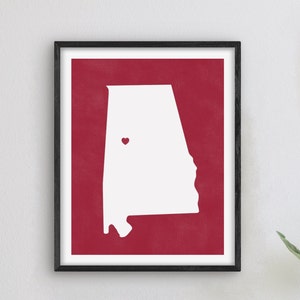 Tuscaloosa Alabama Art - College Themed Dekor, Alumni Geschenkidee, Alabama Art, Tuscaloosa Karte