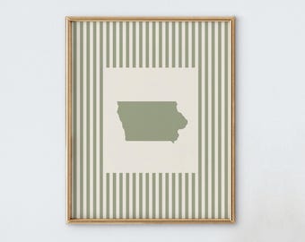 Iowa Nursery Art - Striped Vintage Style Iowa Print - Boys Room / Girls Room Decor