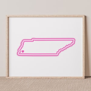 Memphis Tennessee Art - Map with Heart, Pink Memphis Print / Poster - Memphis Tennessee Picture, Wall Art