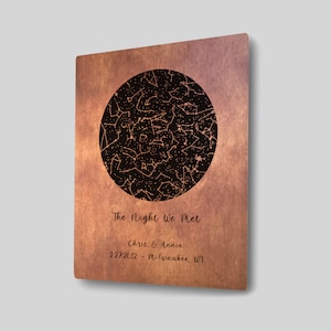 Copper Anniversary Gift For Him - Personalized Star Map By Date - Custom Art Print - Night Sky Print, 7th Anniversary Gift for Him / For Her