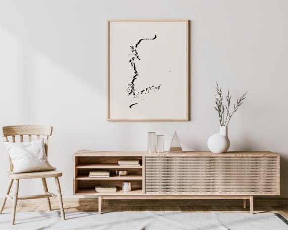 Minimalist South Korea Art - Modern South Korean Wall Art / Poster, South Korea Map - South Korea Wall Art / Wall Decor / Print