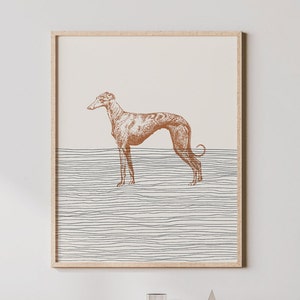 Boho Greyhound Print - Greyhound Wall Art / Decor, Minimalist Poster, Greyhound Illustration, Gift Idea