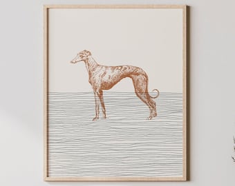 Stampa Boho Greyhound - Greyhound Wall Art / Decor, Poster minimalista, Illustrazione di Greyhound, Idea regalo
