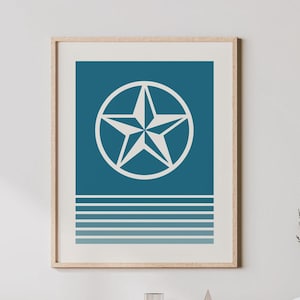 Texas Star Art - Barn Star Print, Retro Colored Texas Star Poster, Western Star Wall Decor, Rustic Star Wall Art