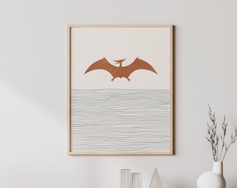 Pterodactyl Print - Boho Pterodactyl Wall Art / Decor,  Nursery Art, Boys Room Decor, Dinosaur Illustration / Picture