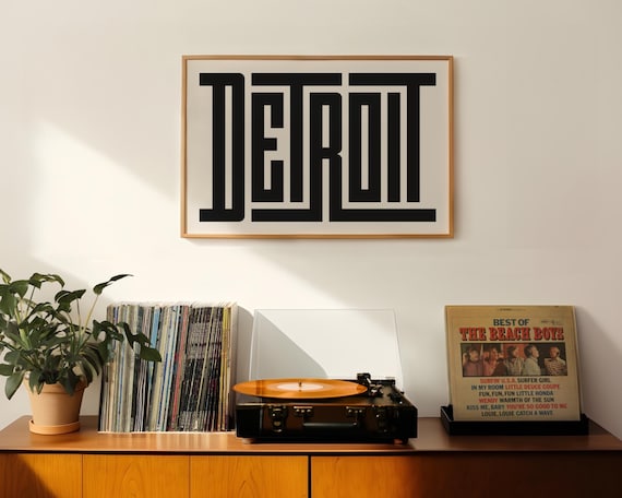 Detroit Art - Detroit Typography Design, Detroit Michigan Wall Art / Poster, Detroit Michigan Print, Minimalist Wall Decor, Motor City Art