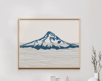 Mount Hood Art Print - Cascade Range , Oregon - Mount Hood Outline / Silhouette - Wall Art, Travel Poster