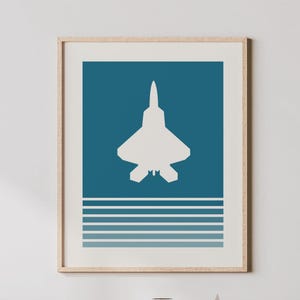 F-22 Art - Fighter Pilot Print, Retro Colored F-22 Poster, F22 Fighter Jet Wall Decor, Airplane Wall Art