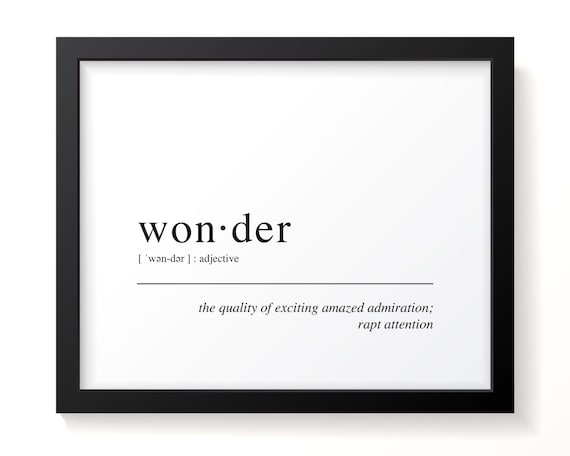 Wonder Dictionary Definition Print - Typographical Art Print, Inspiring  Gift, Inspirational Art Print