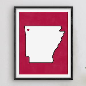 Fayetteville Arkansas Art - College Themed Decor, Alumni Gift Idea, Arkansas Art, Fayetteville Map