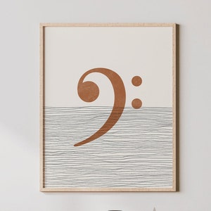 Boho Bass Clef Print - Bass Clef Wall Art / Decor, Minimalist Poster, Bass Clef Illustration, Gift Idea, Composter Music Print
