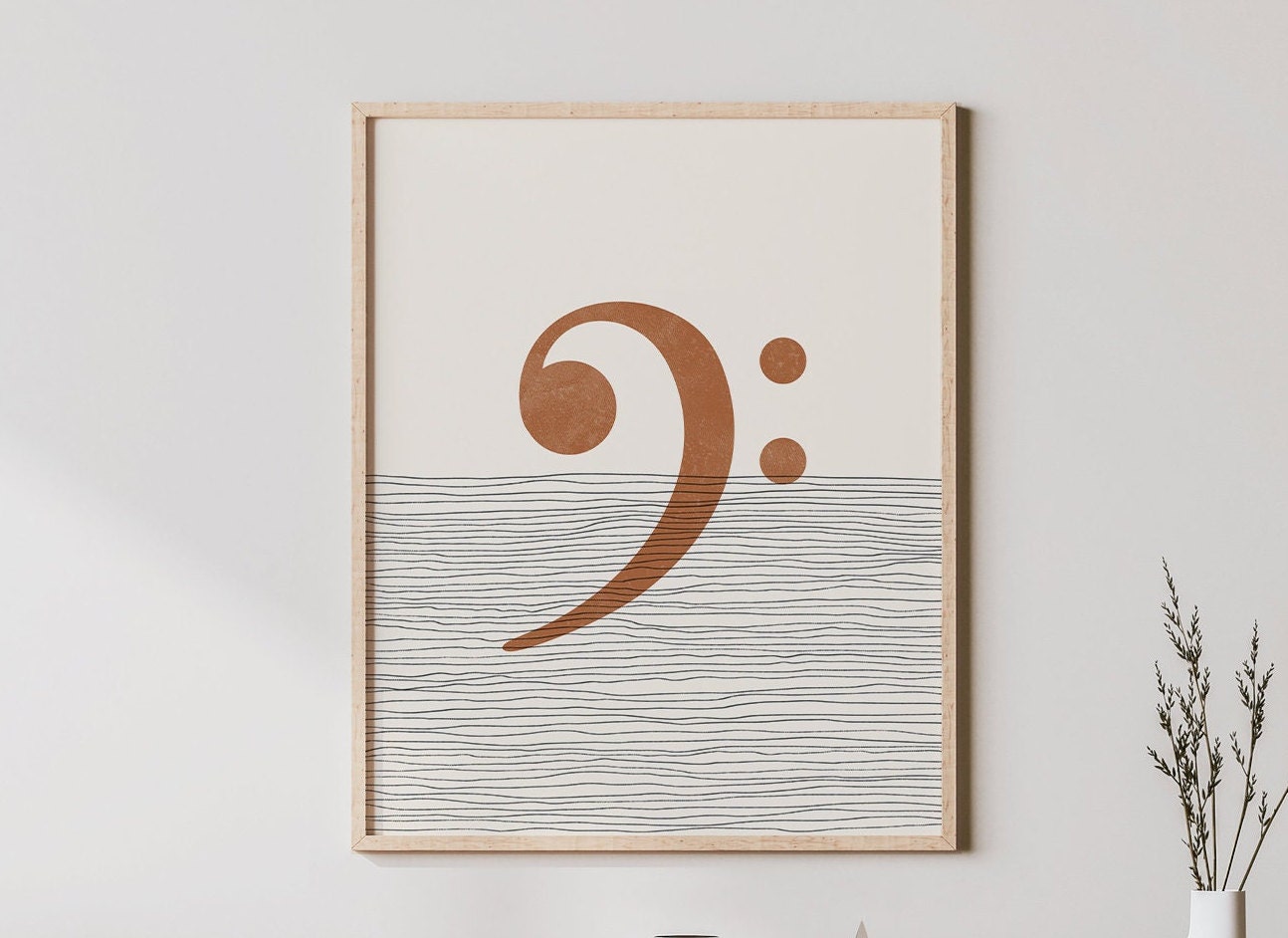 Boho Bass Clef Print - Bass Clef Wall Art / Decor, Minimalist Poster ...