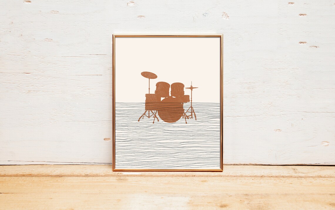 Boho Drum Set Print Drum Set Wall Art / Decor Minimalist Etsy
