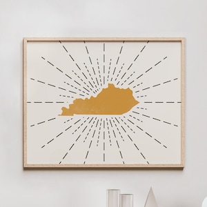 Kentucky Boho Wall Art - Bohemian Decor, Kentucky Boho Print, Abstract Kentucky Wall Art, Mid Century Modern State of Kentucky