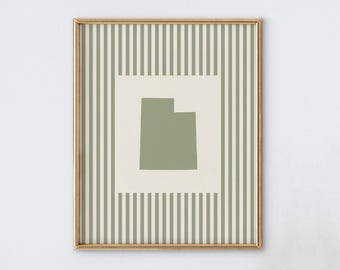 Utah Nursery Art - Striped Vintage Style Utah Print - Boys Room / Girls Room Decor
