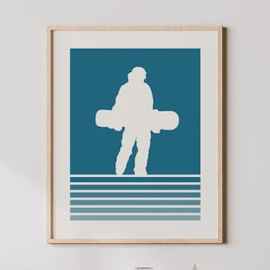 Snowboarding Art - Retro Gradient Lines -  Male Snowboarder Print, Snowboarding Wall Art, Snowboard Decor / Snowboarding Poster