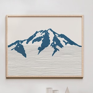 Glacier Peak Art Print - Cascade Range , Washington - Glacier Peak Outline / Silhouette - Wall Art, Travel Poster