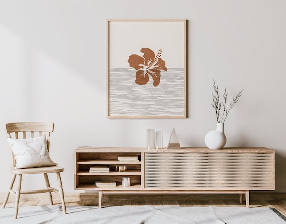 Boho Hibiscus Art - Hibiscus Wall Art / Decor, Minimalist Hibiscus Flower Poster, Hibiscus Print - Hibiscus Flower Gift