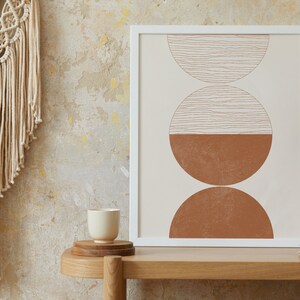 Boho Moon Mid Century Wall Art Décor mural minimaliste Moon, Impressions modernes abstraites du milieu du siècle, Impression dart lunaire image 2