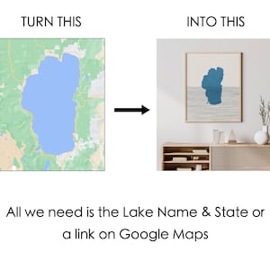 Custom Lake Map from ANY LAKE - Lake House Decor - Lake Cabin Gift Idea, Lake Wall Art Print, Lake Art